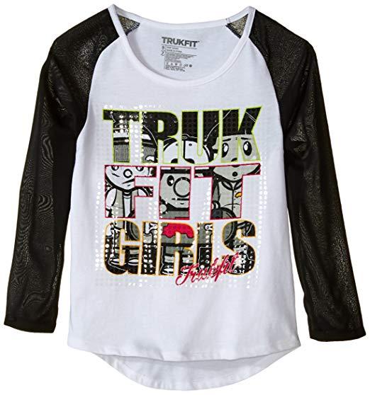 Girl Trukfit Logo - Amazon.com: Trukfit Big Girls' Dolman High Low Top, White, X-Large ...