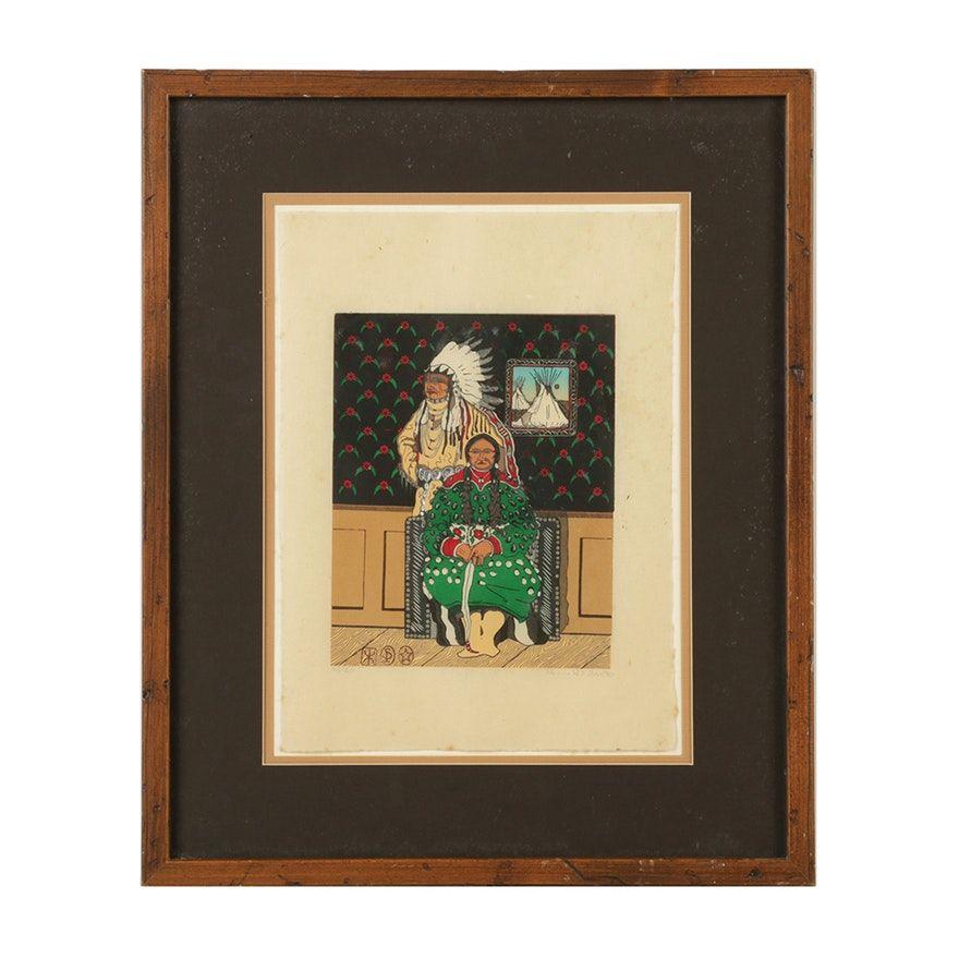 Red Star Green H Logo - Kevin Red Star Limited Edition Woodcut Crow Family Portrait, State