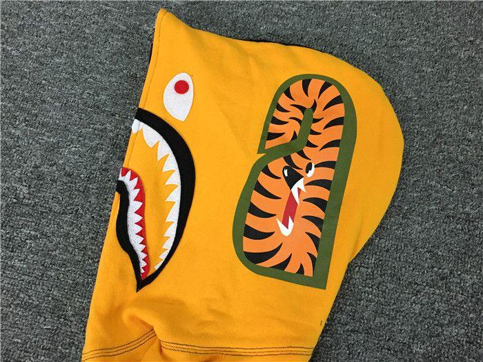 BAPE Tiger Logo - BAPE hoodie Tiger Shark Blue Camo Yellow,Sweaters & Hoodies