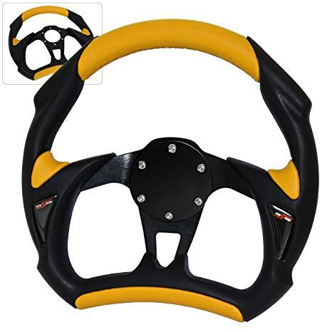 Yellow Horn Logo - Amazon.com: Universal 320MM 6 Bolt Hole PVC Leather Yellow Black ...