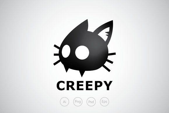 Creepy Logo - Creepy Cat Logo Template Logo Templates Creative Market