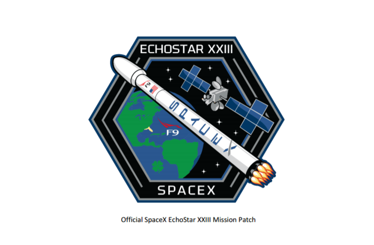 EchoStar 23 Mission SpaceX Logo - EchoStar XXIII Blasts into Orbit in SpaceX's Converge! Network Digest