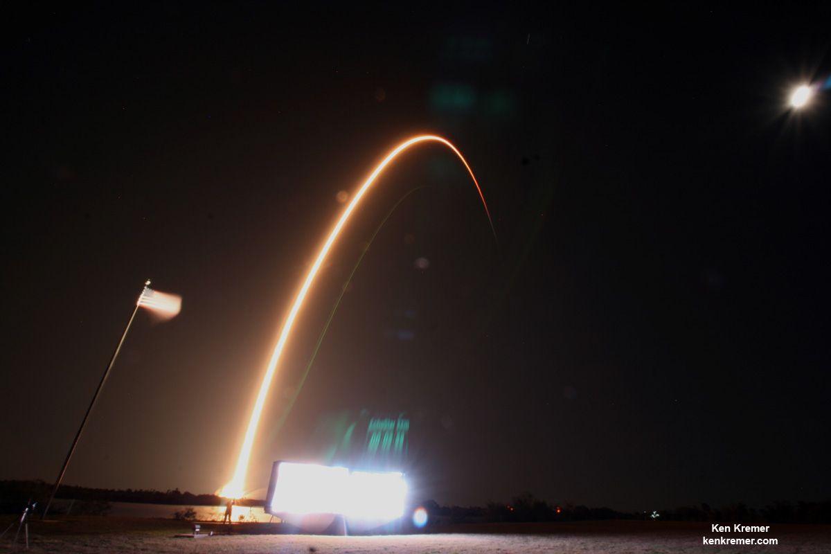 EchoStar 23 Mission SpaceX Logo - Flawless SpaceX Falcon 9 Takes Rousing Night Flight Delivery