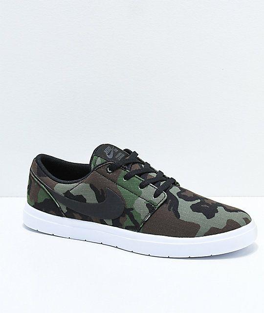 Nike SB Camo Logo - Nike SB Portmore II Ultralight Ripstop Camo Skate Shoes | Zumiez