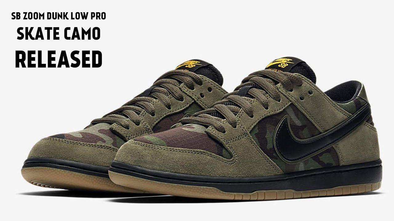 Nike SB Camo Logo - Nike SB Zoom Dunk Low Pro Skate Camo Released - YouTube