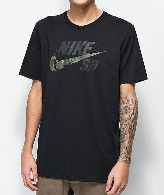 Nike SB Camo Logo - Nike SB DRY Camo Black T-Shirt | Zumiez