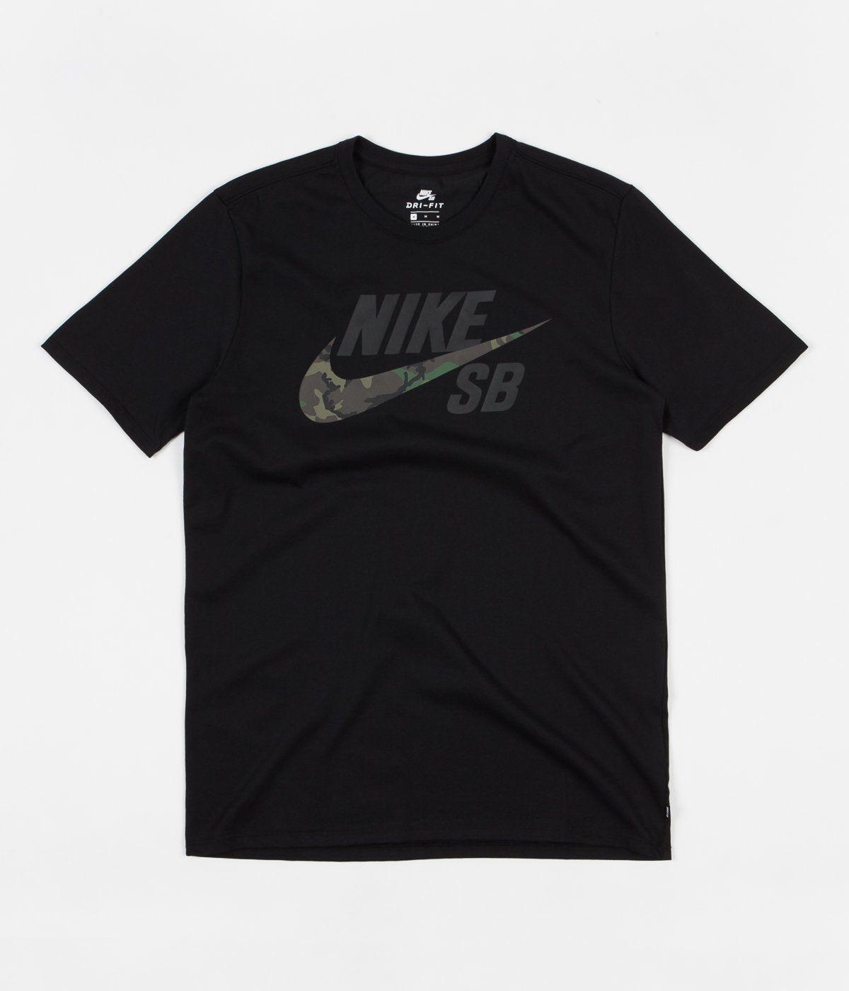 Nike SB Camo Logo - Nike SB Dry Camo T-Shirt - Black / Black | Flatspot
