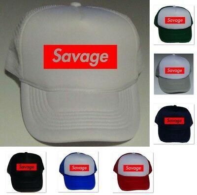 Savage Supreme Logo - NEW 21 SAVAGE Box Supreme Logo Funny Humor Parody Cap Hat Trucker