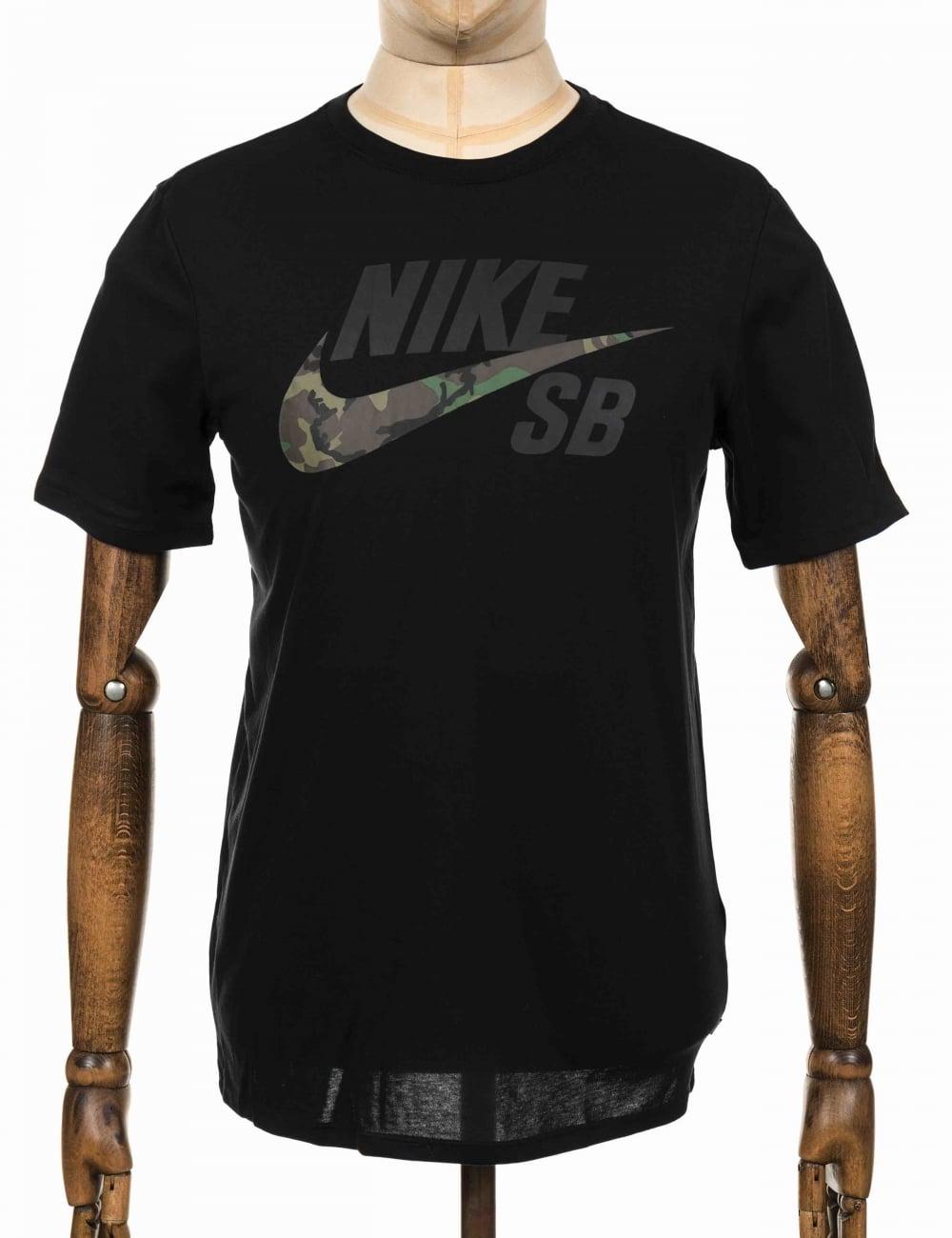 Nike SB Camo Logo - Nike SB Dri-Fit Tee - Black/Camo - T Shirts from Fat Buddha Store UK