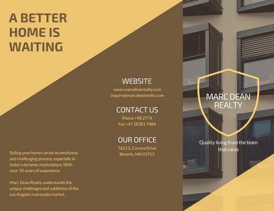 Brown and Yellow Team Logo - Brown Yellow Modern Real Estate Trifold Brochure - Templates by Canva