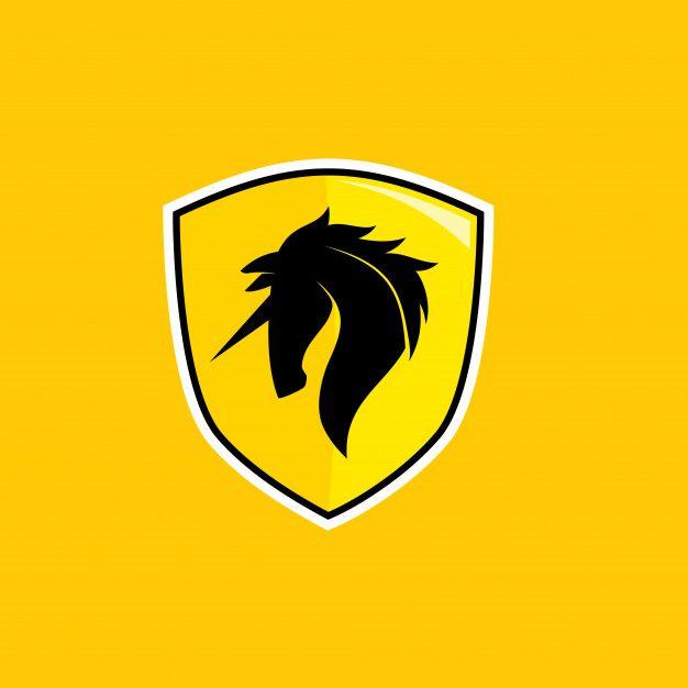 Black and Yellow Shield Logo - Black Horse In Yellow Shield Logo - Clipart & Vector Design •