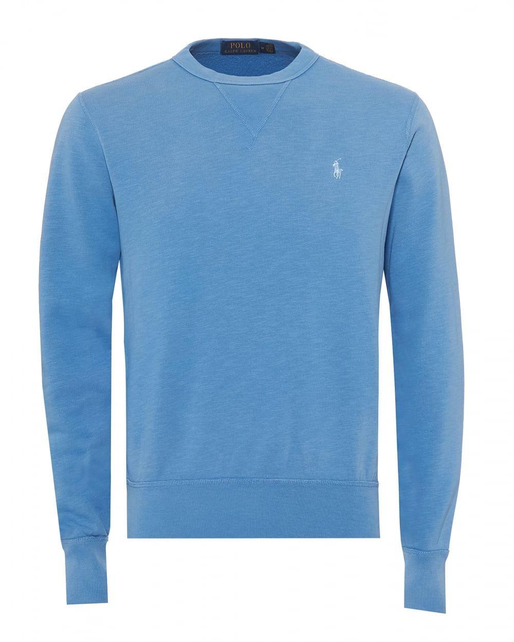 Blue Crew Logo - Ralph Lauren Mens Plain Logo Sweatshirt, Blue Crew Neck Sweat