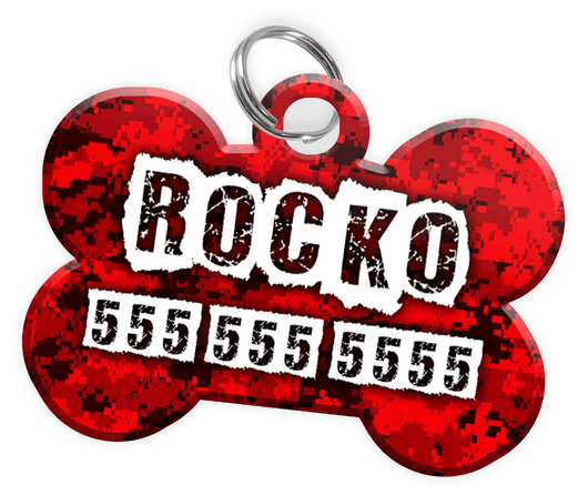 Name Red Dog Logo - Digital Camo (Red) Dog Tag for Pets Personalized Custom Pet Tag with ...