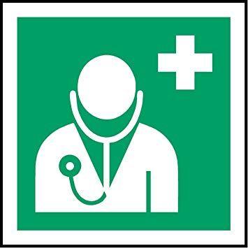 Doctors Office Cross Logo - ISO Safety Sign International Doctor Symbol - Self adhesive sticker ...