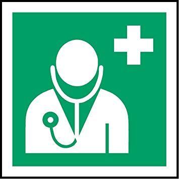 Doctors Office Cross Logo - ISO Safety Sign International Doctor Symbol adhesive sticker