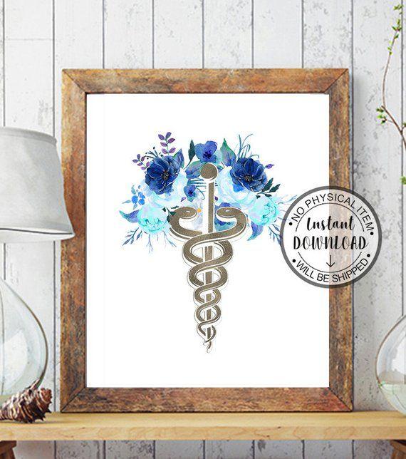 Doctors Office Cross Logo - Caduceus Art Caduceus Symbol Medical School Graduation Gift