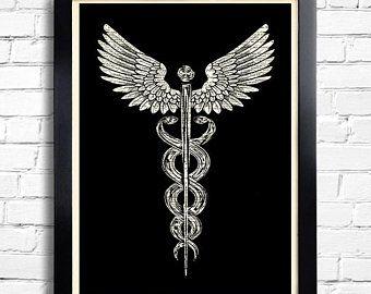 Doctors Office Cross Logo - Caduceus poster | Etsy