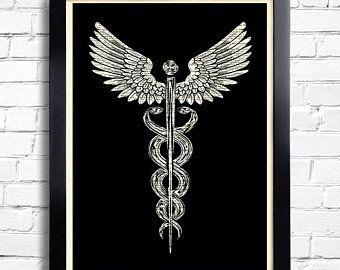 Doctors Office Cross Logo - Caduceus poster