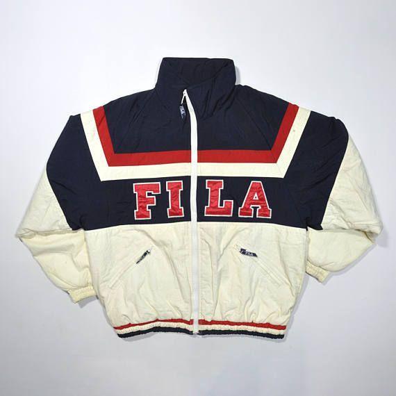 Old Fila Logo - Vintage FILA 90s Puffer Jacket / FILA Italia / FILA Big Logo / Fila