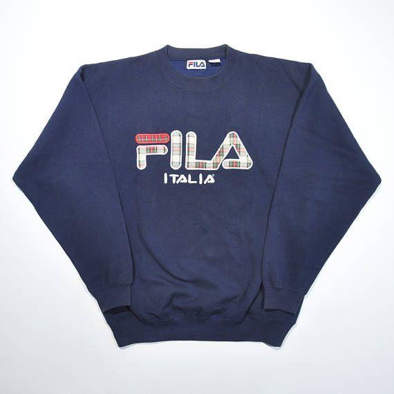 Old Fila Logo - Rare Vintage 90s FILA ITALIA Sweatshirt / FILA Pullover / Retro Fila ...