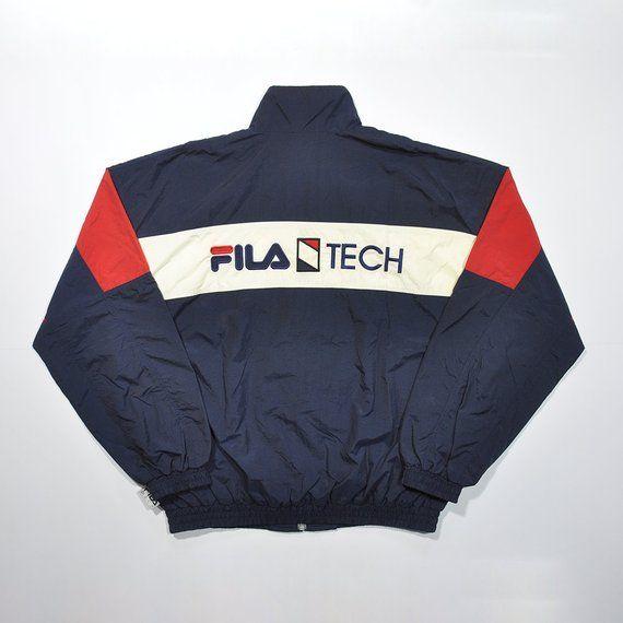 Old Fila Logo - Rare Vintage 80s 90s FILA TECH Big Logo Windbreaker Jacket / FILA ...