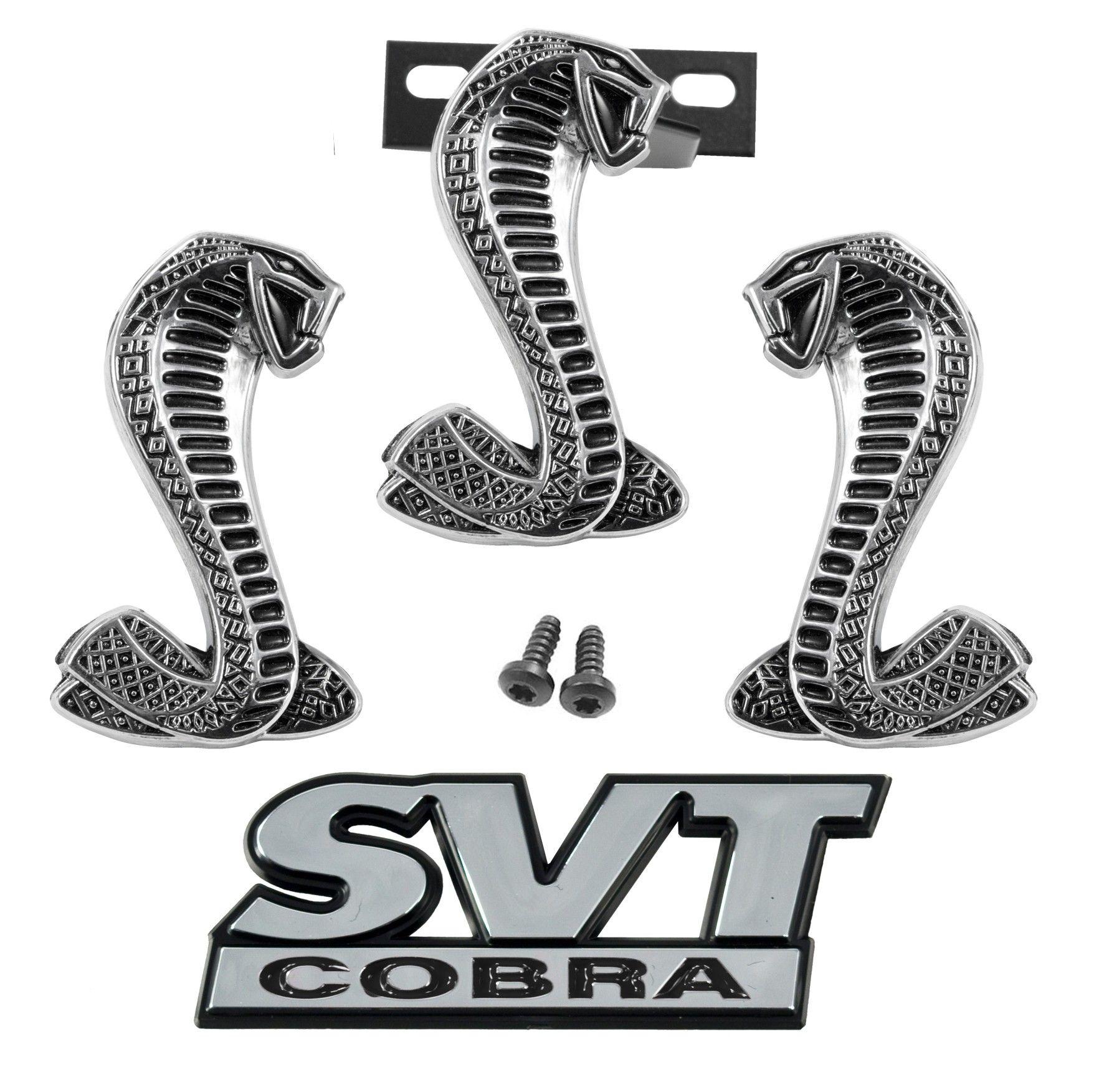 SVT Cobra Logo - 1994-2004 Mustang SVT Cobra 4pc Fender Grille Trunk Emblem Set