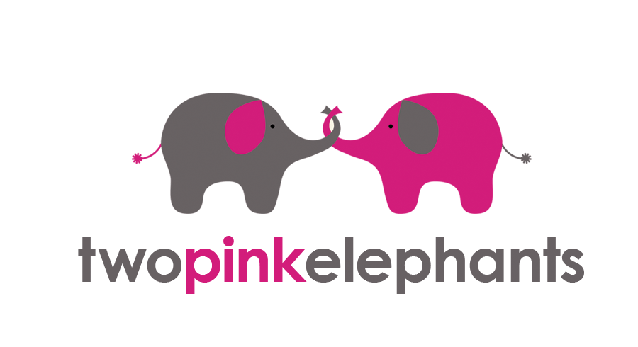 Two Elephant Logo - two pink elephants