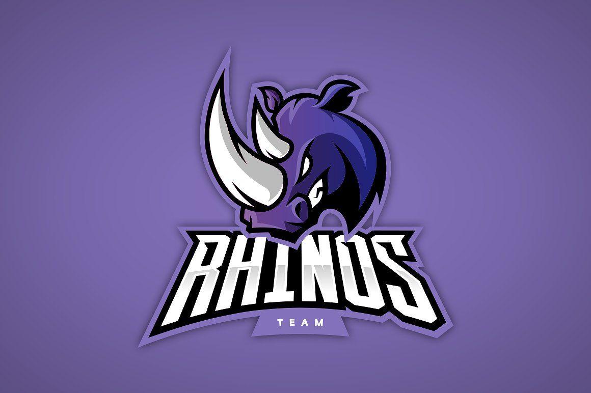 Purple Sports Logo - Rhino mascot sport logo design ~ Illustrations ~ Creative Market