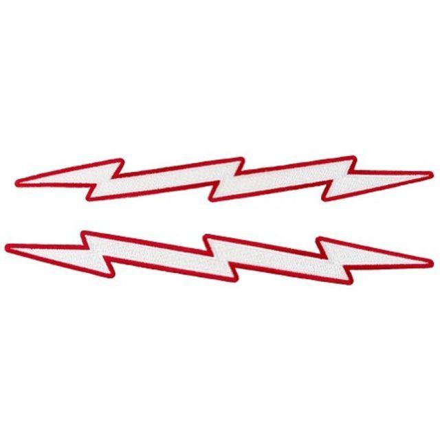 Red Lightning Bolt Logo - Red Lightning Bolt Embroidered Patches Twopc Iron-on Biker Emblem | eBay