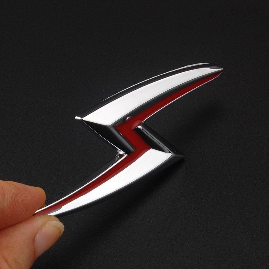 Red Lightning Logo - 2019 Car Chrome Metal Badge Front Emblem Red Lightning 'S' For ...