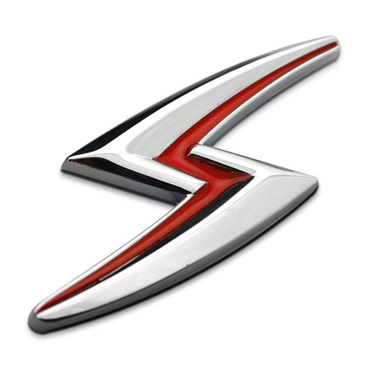 Red Lightning Logo - PCS 3D chrome Silver Red Lightning S Emblem Badge Flash ABS