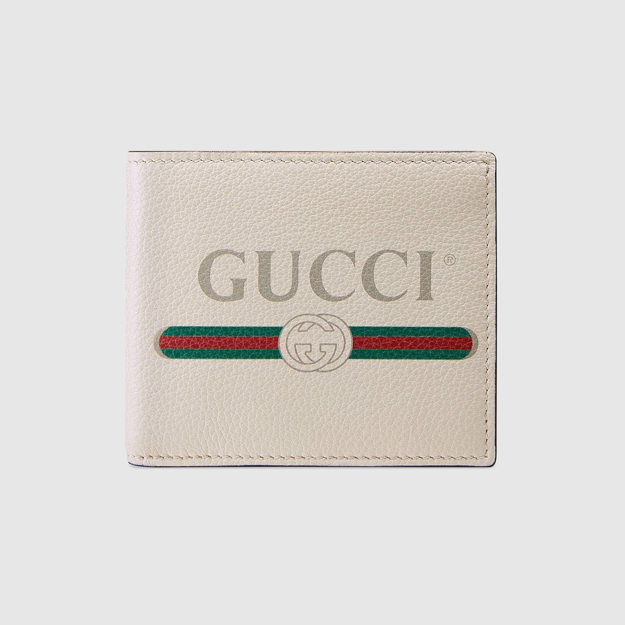 Colorful Gucci Logo - Gucci Print Leather Bi Fold Wallet Available Colors: White Leather