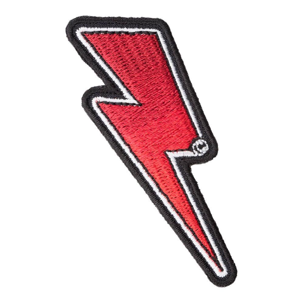 Red Lightning Bolt Logo - Red Lightning Bolt White Border Left Patch | Lightning Patches