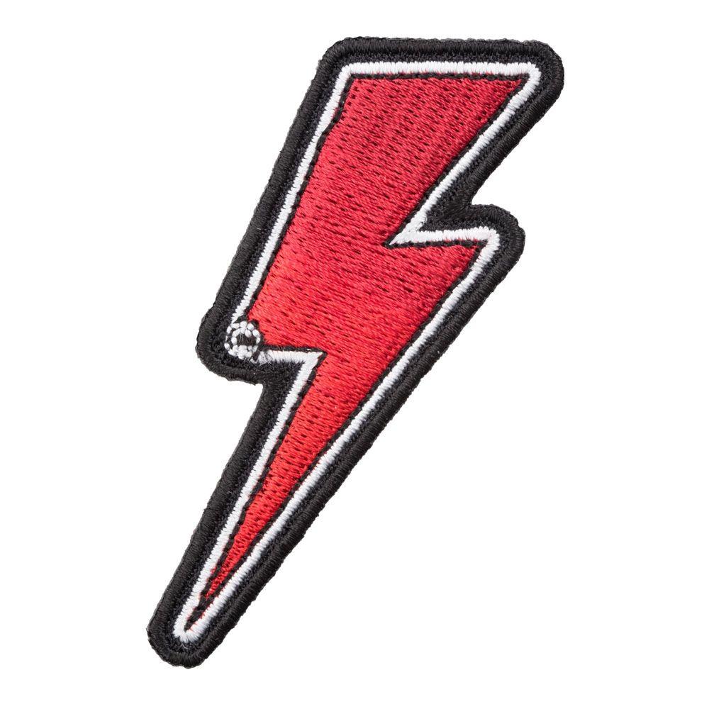 Red Lightning Bolt Logo - Red Lightning Bolt White Border Right Patch | Lightning Patches