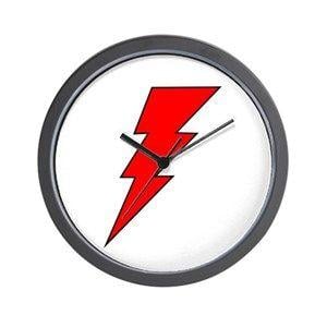 Red Lightning Logo - Lightning Bolt Wall Clocks - CafePress