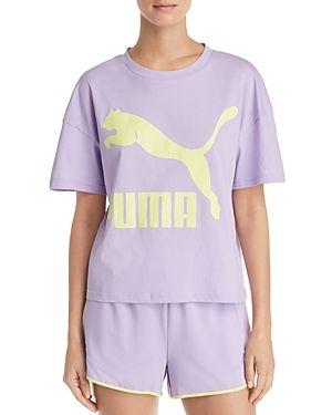 Purple Puma Logo - Puma Classics Cotton Relaxed Logo T Shirt In Purple