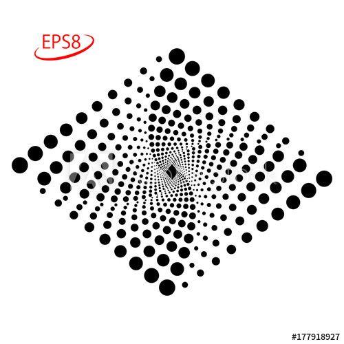 Spiral Colored Dots Logo - Rhombus Logo Design. Vector Illustration of Spiral Monochrome Dots