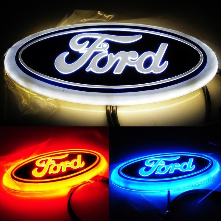 Red White Blue Ford Logo - 2019 LED 4D Car Logo Light 14.5cm*5.6cm Car Logo Auto Sticker Badge ...