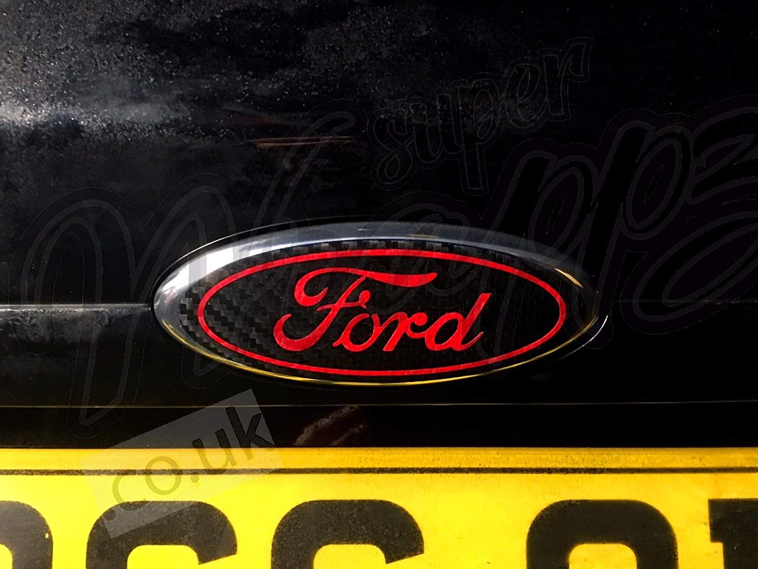 Red White Blue Ford Logo - FULL BADGE SET: Black & Red Carbon Fiber Sticker Decal Overlay FORD ...