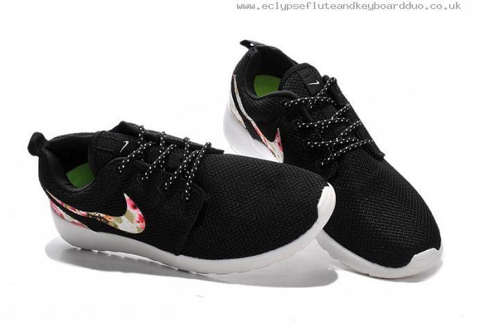 Carbon Nike Logo - New product Nike Roshe Run Carbon Black Floral Nike Logo Shoes Sale ...