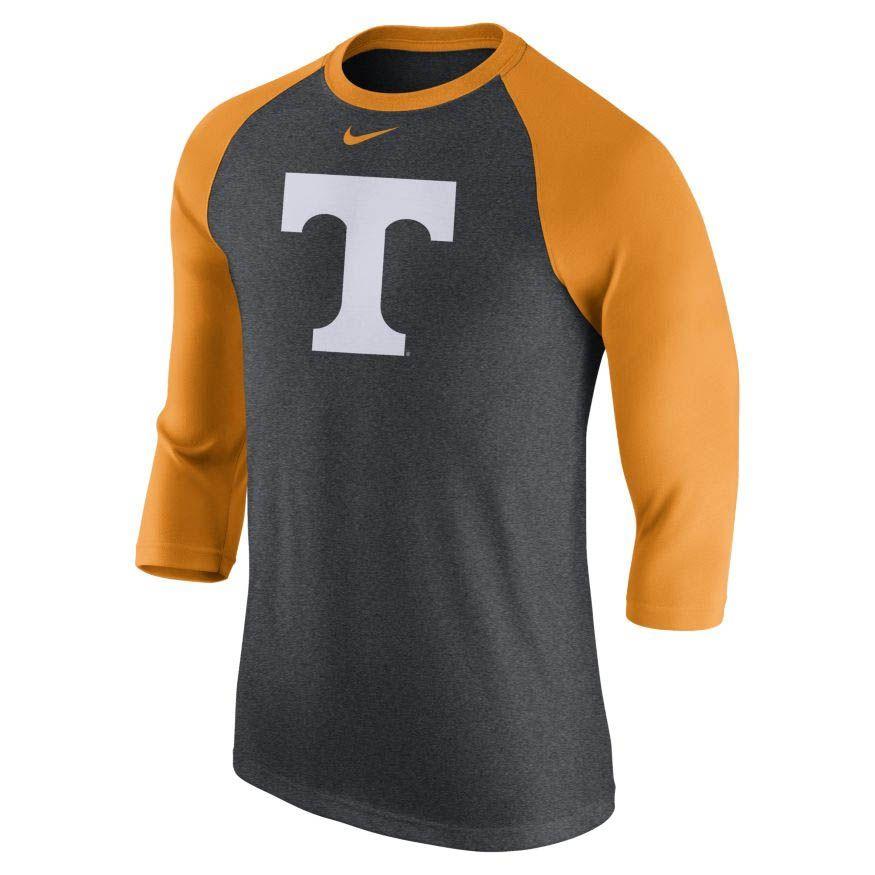 Carbon Nike Logo - Nike Men's Tennessee Volunteers Logo 3/4 Logo Raglan Shirt (Carbon ...