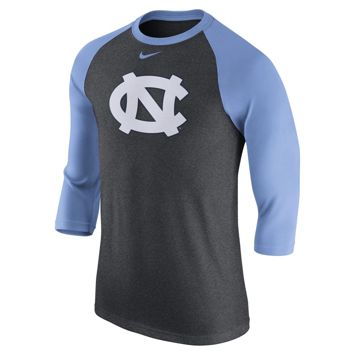 Carbon Nike Logo - Johnny T-shirt - North Carolina Tar Heels - Nike Logo Raglan 3/4 ...