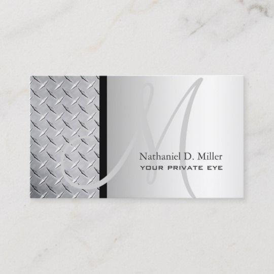 Diamond Plate Business Logo - Customize this monogram diamond steel plate business card