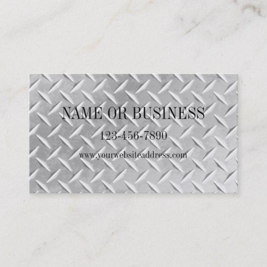 Diamond Plate Business Logo - Brushed Aluminum Diamond Plate Metal Business Card