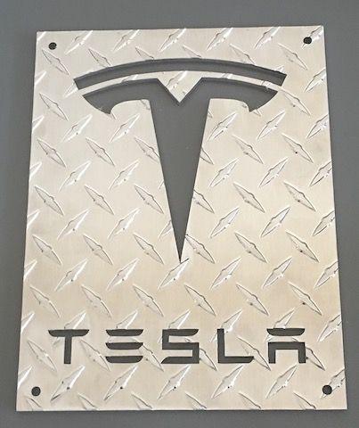 Diamond Plate Business Logo - Awesome Diamond Plate Tesla Sign Made For One Of Our Customers