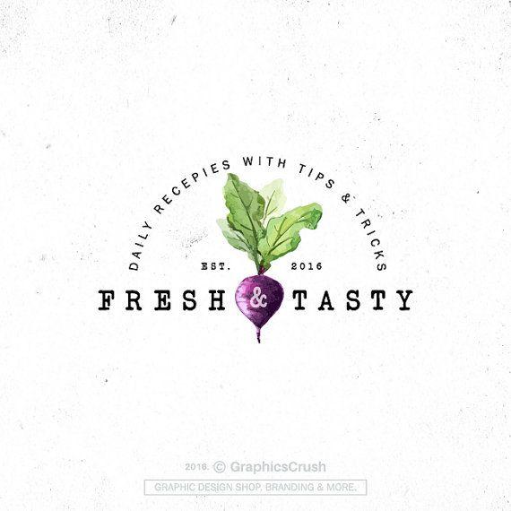 Food Flower Logo - Organic Food Logo Watercolor Food Logo Watercolor Veggie Logo Beets ...