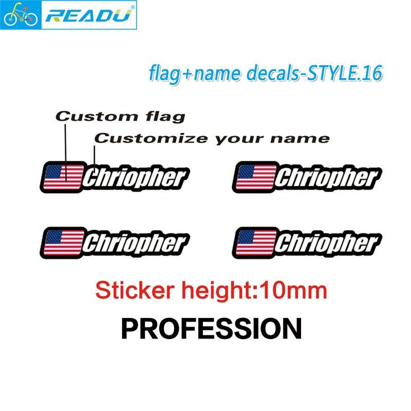 Custom Mountain Logo - Flag and name stickers custom mountain bike frame logo personal name