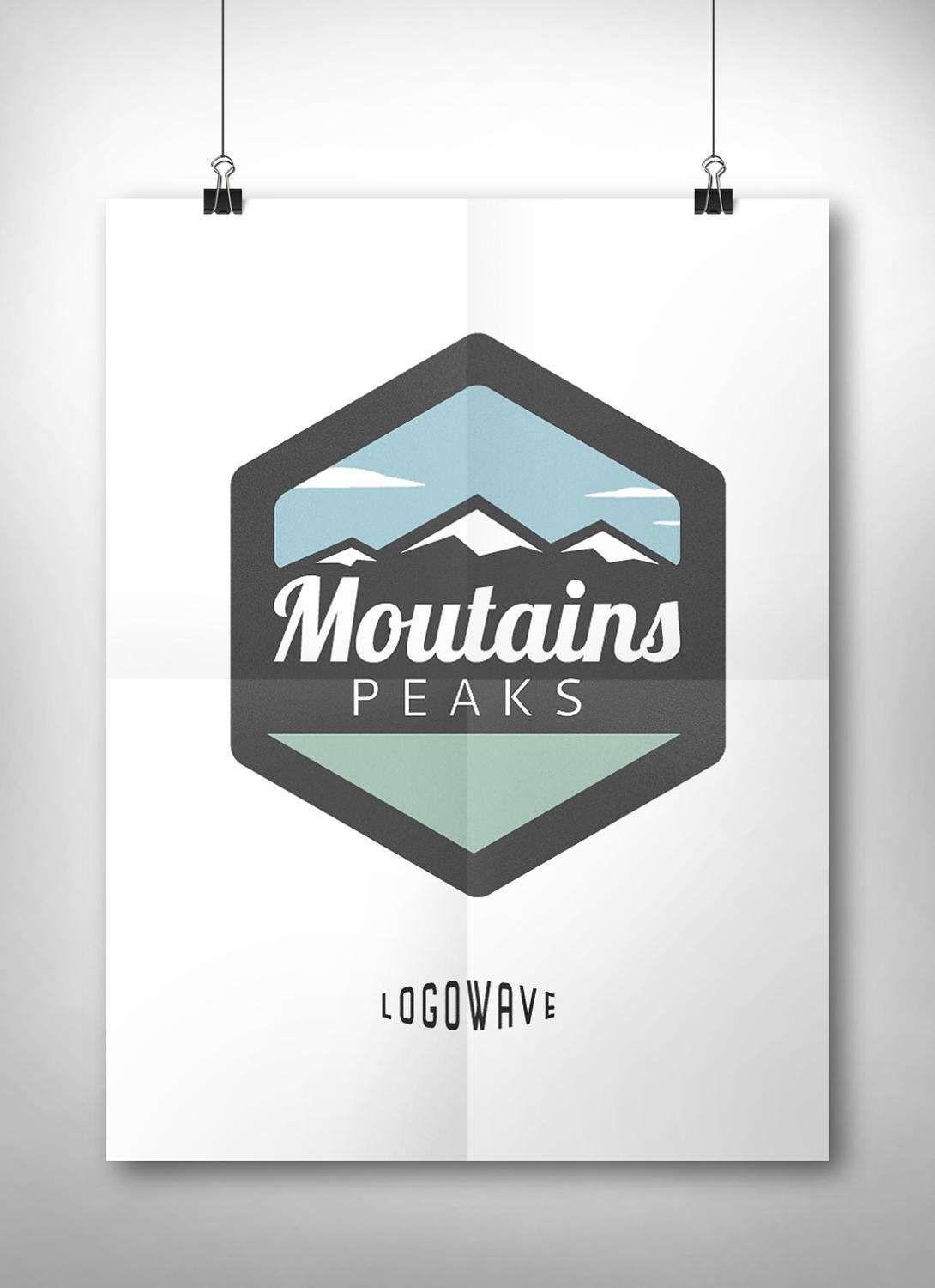 Custom Mountain Logo - Mountain Logo Design. Badge Logo. Sport Logo. Handmade Logo Design ...