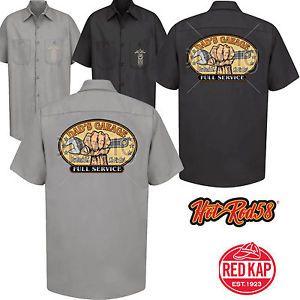 Custom Speed Shop Logo - Hot rod 58 Red Kap Garage Work Shirt Dads Mechanic Speed Shop V8 ...