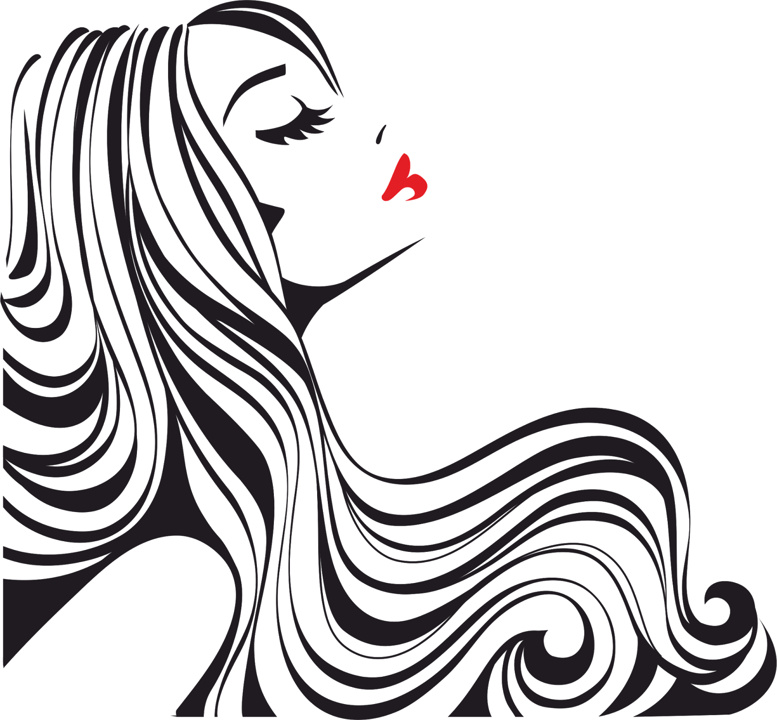 Red Flowing Hair Logo - Red Flowing Hair Silhouette Logo